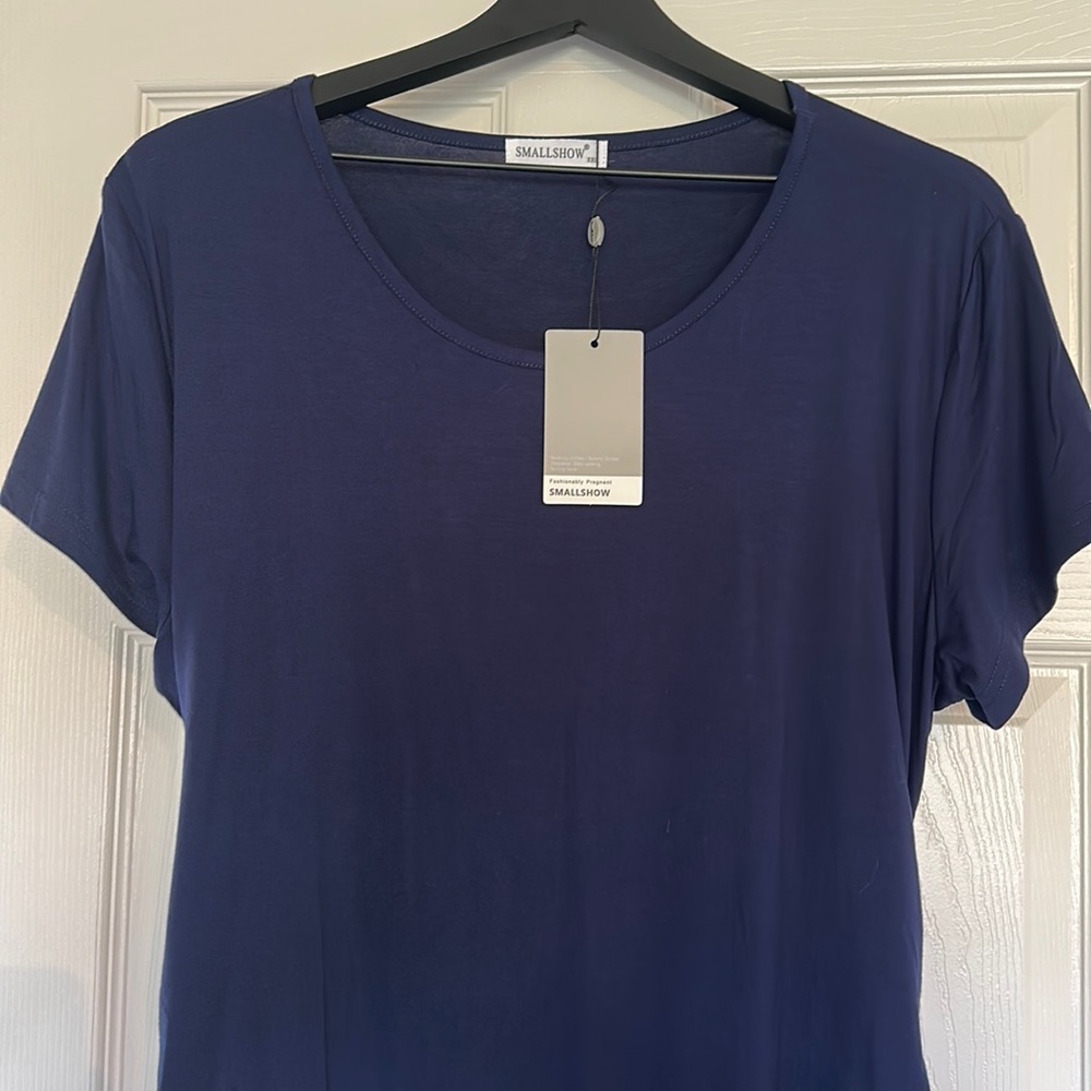 NWT Maternity XXL navy midi dress with side ruching